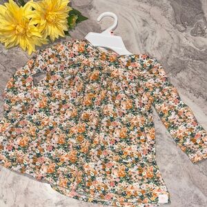 SweetHoney Floral Kids Blouse with Button Accents